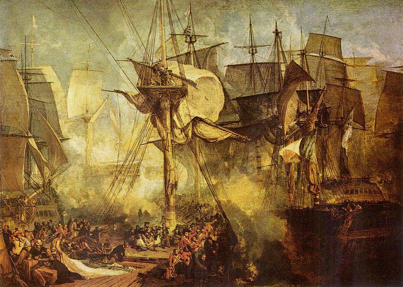 Joseph Mallord William Turner Die Schlacht bei Trafalgar, von den Steuerbordbesanwanten der Victory aus gesehen